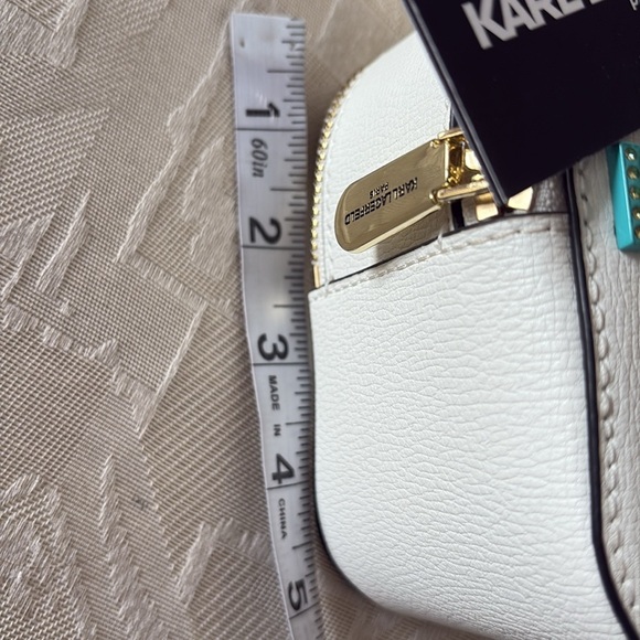 NWT Karl Lagerfeld Simone Lunchbox Double zip Crossbody Bag pebble white leather - Picture 12 of 17